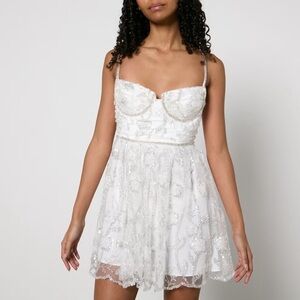 Self-Portrait Embellished Tulle Mini Dress